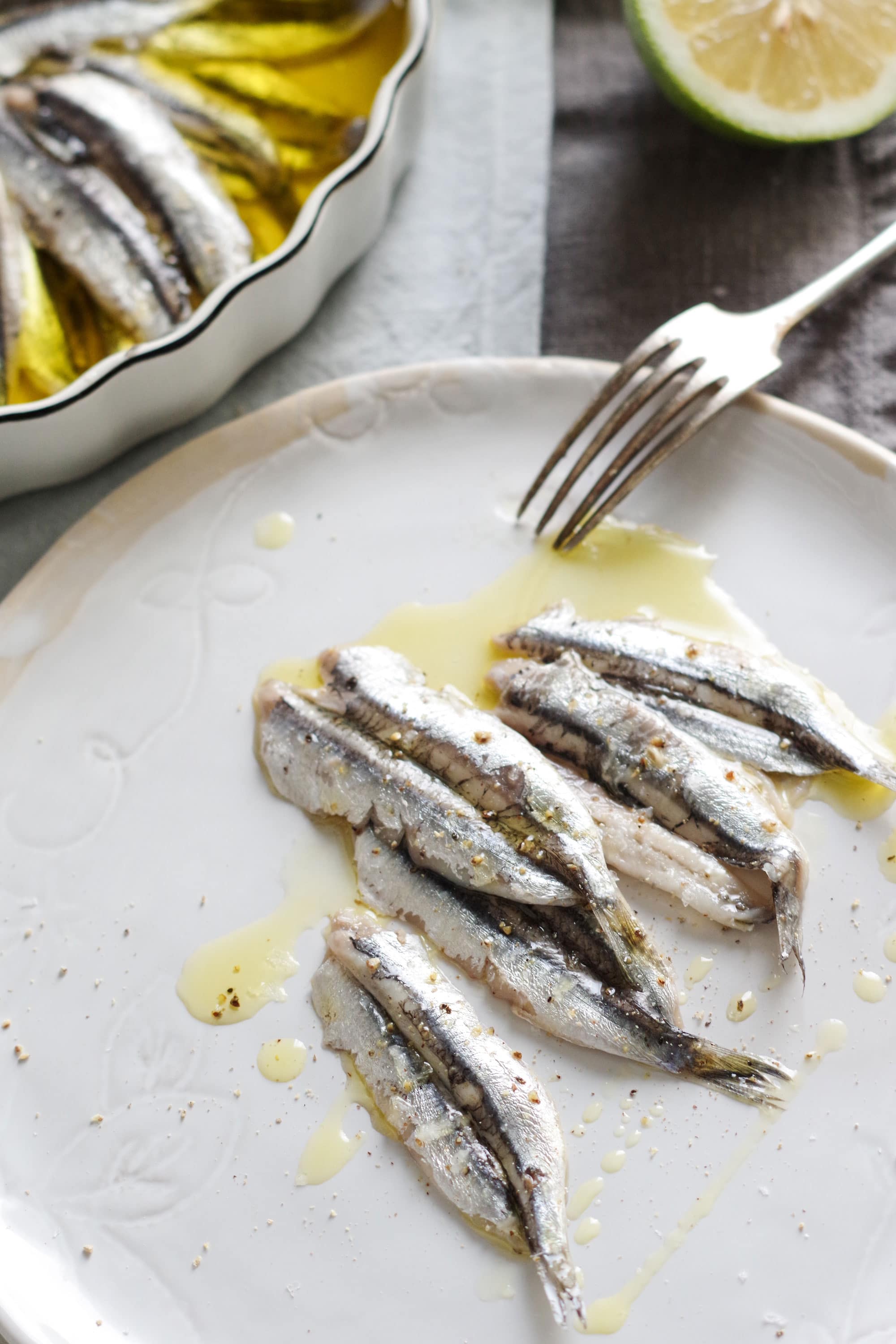 lemon marinated anchovies